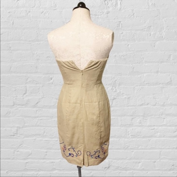 Banana Republic Linen Embroidered Strapless Dress  Size 2 - Picture 6 of 10